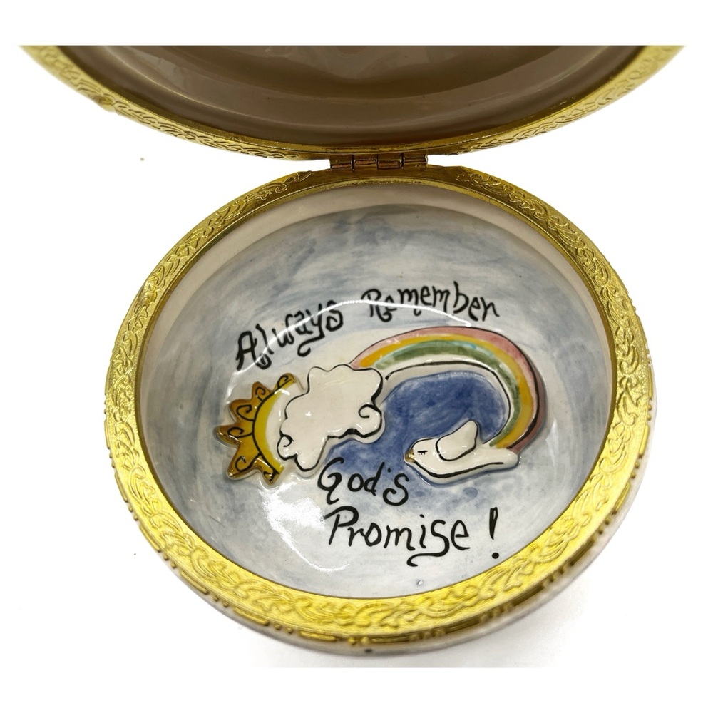 Noah's Ark God's Promise hinged Trinket Box Blue Sky Heather Goldminc 2002 - Picture 5 of 6